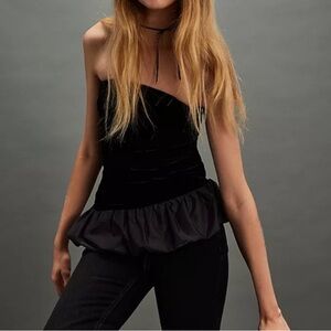 Black Velvet Strapless Top